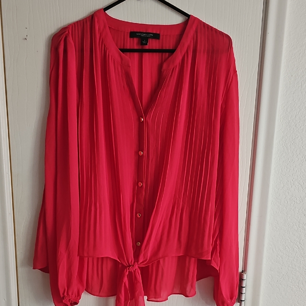 Marc New York Bright Pink Pleated Blouse